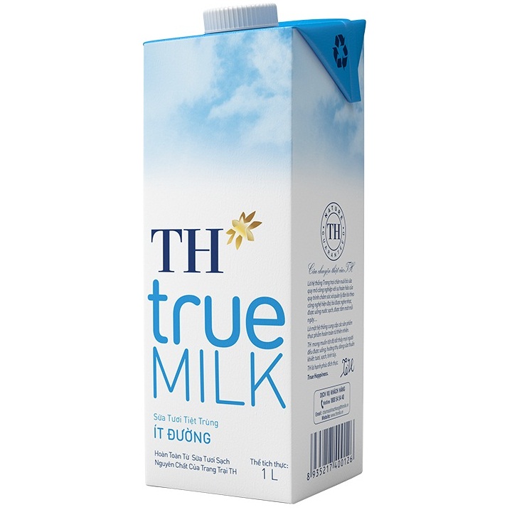 Sữa Tươi TH Trắng Ít Đường (Thùng 48 Hộp*180ml)